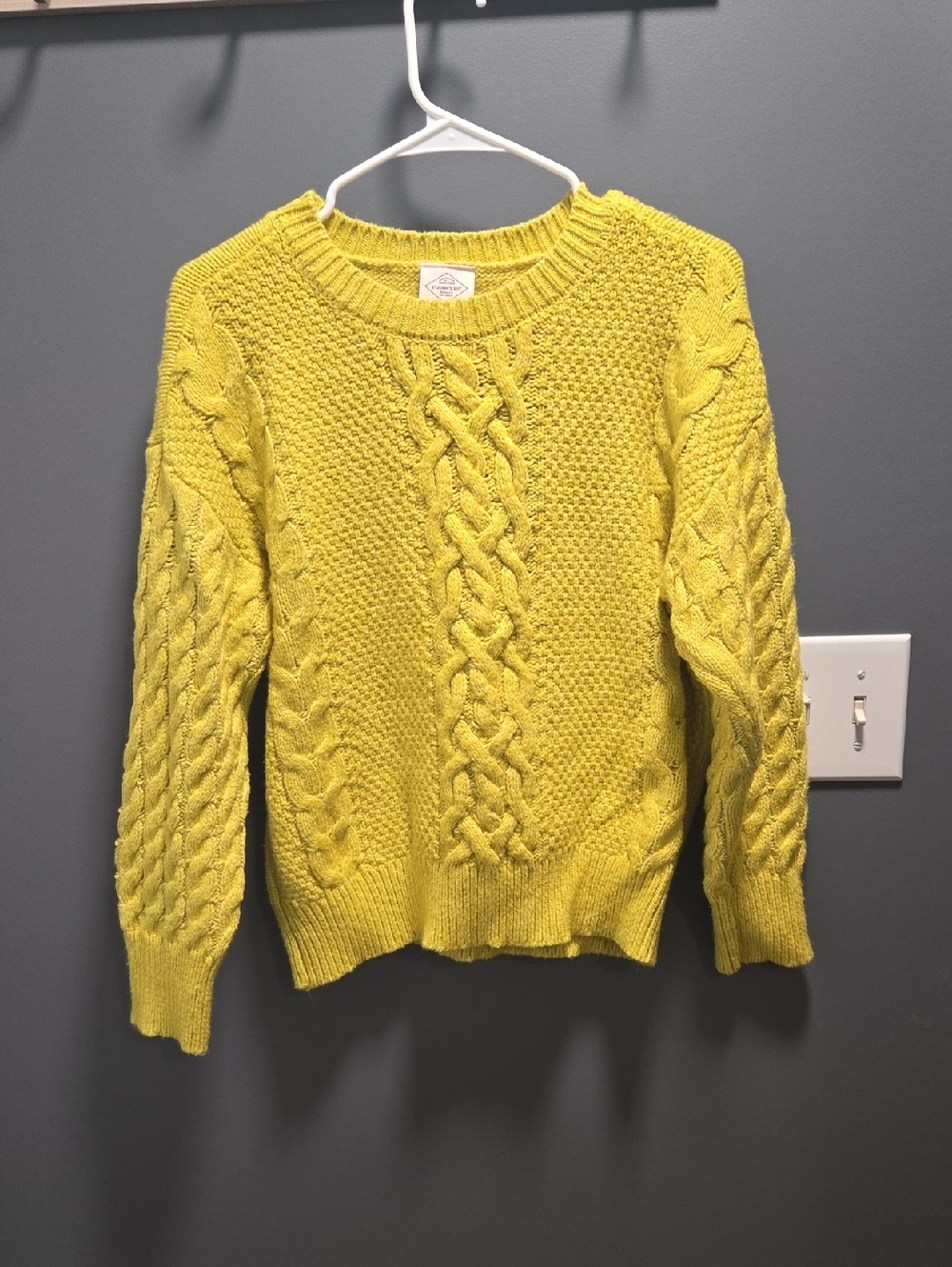 St. John's Bay Cable-Knit Crewneck Sweater in Yellow-Green